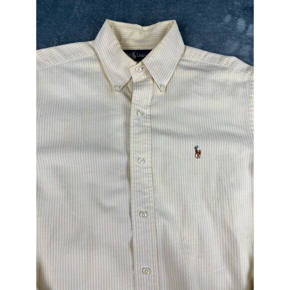 Ralph Lauren long sleeve dress shirt size medium yellow striped good condition - Picture 6 of 10